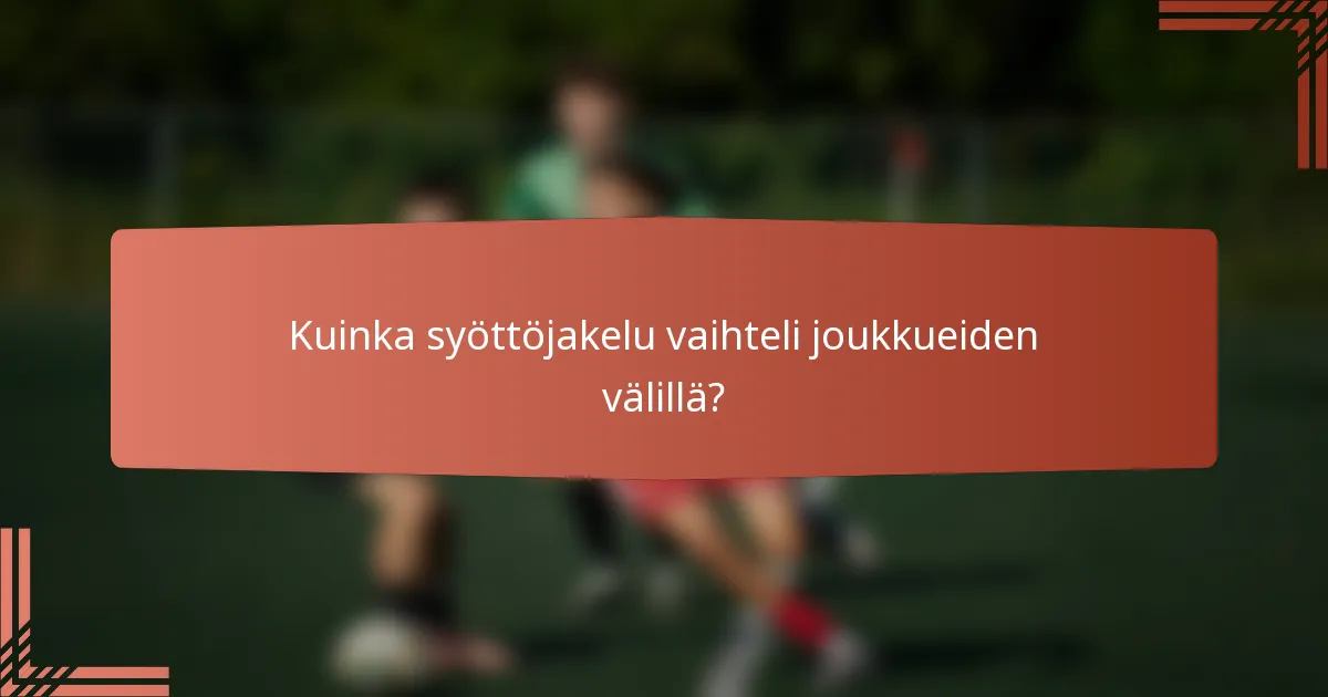 Kuinka syöttöjakelu vaihteli joukkueiden välillä?