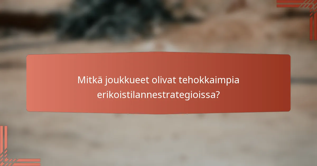 Mitkä joukkueet olivat tehokkaimpia erikoistilannestrategioissa?